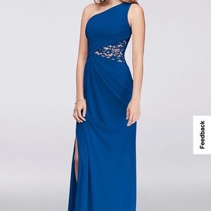 One shoulder mesh dress with lace